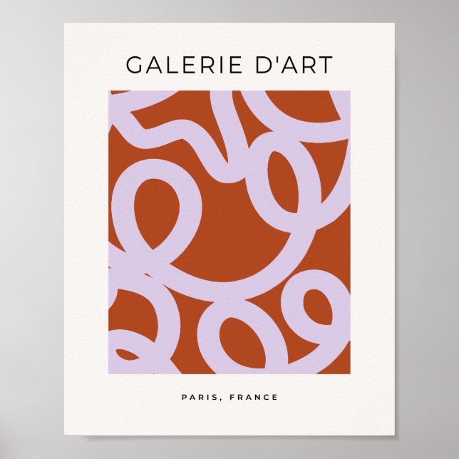 Poster Meio século Moderno Linhas Castanho E Roxo (Frente)