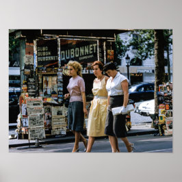 Poster Meio século Moderno Três Mulheres Paris Fashio