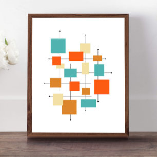 Poster Meio século Moderno Turquesa Orange Squares