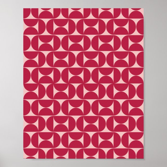 Poster Meio século Padrão moderno de Abstrato Magenta (Frente)