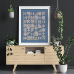 Poster Meio século Retroativo Formas Geométricas Azul<br><div class="desc">Forma Geométrica do Meio século Retroativo Formas Azuis</div>