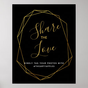 Póster meios sociais de cristal geométricos que wedding 