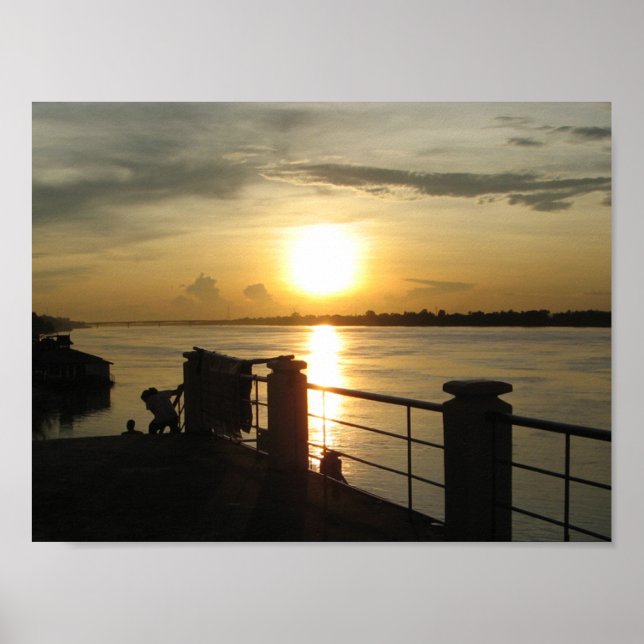 Poster Mekong River Sunset ... Nong Khai, Isaan, Tailândi (Frente)