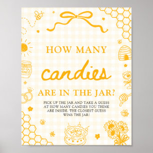 Poster Mel Abeelha Xadrez Amarelo Adivinhe Quantos Doces
