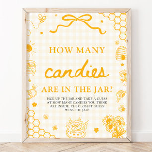 Poster Mel Abeelha Xadrez Amarelo Adivinhe Quantos Doces