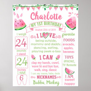 Poster Melancia Um num conselho de aniversário Melon