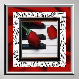 Poster melancólico da música e dos rosas