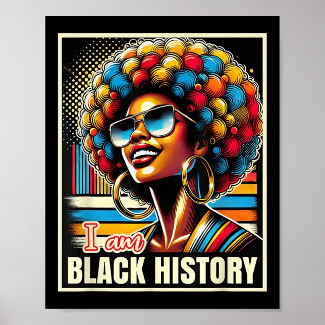 Poster Melanin Afro Queen I Am Black History Retro (Frente)