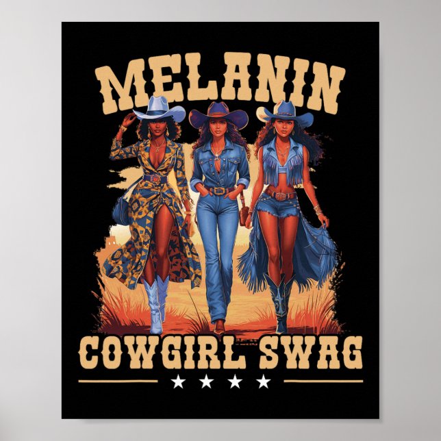 Poster Melanin Cowboys Swag African Melanin Cowgirl Blac (Frente)