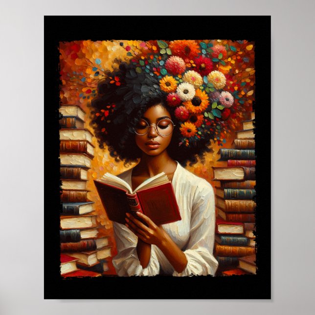 Poster Melanin Queen Afro Womendurecida Leitura Book Blac (Frente)