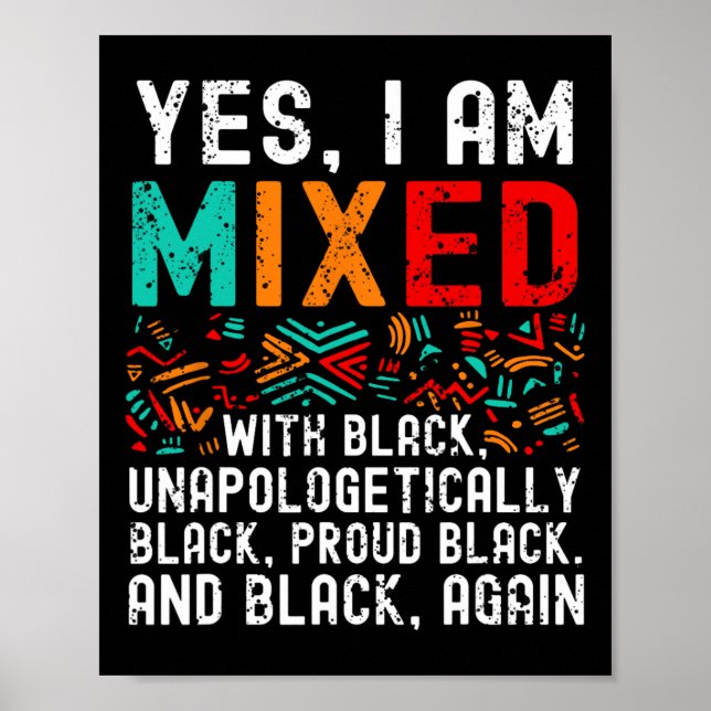Poster Melanina Afro-Americana Sim Eu Misturado Com Preto (Frente)