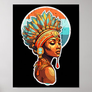 Poster Melanina Espiritual Orgulhosa Mulher Nativa Afro-A