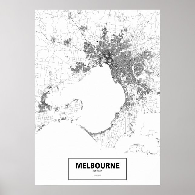 Póster Melbourne, Austrália (preto no branco, personaliza (Frente)