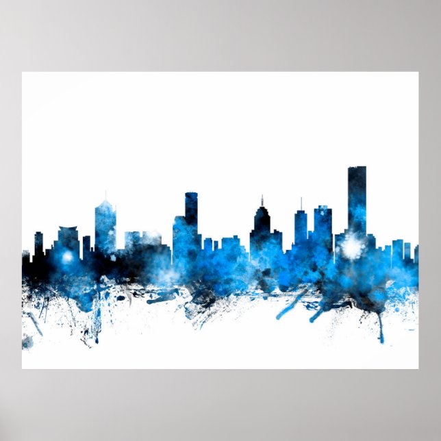 Póster Melbourne Austrália Skyline (Frente)