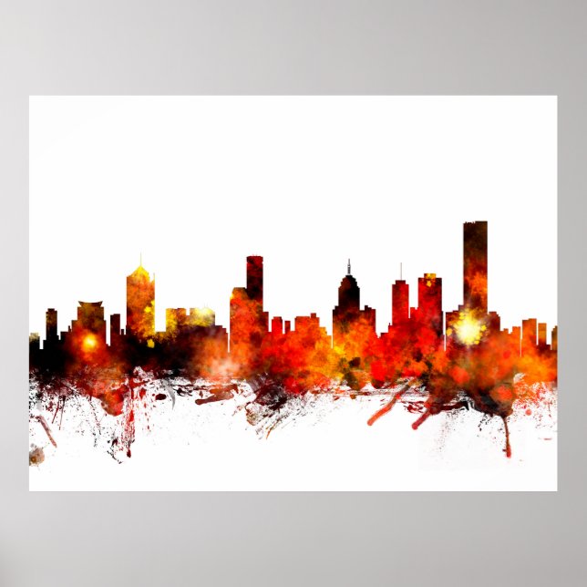 Póster Melbourne Austrália Skyline (Frente)