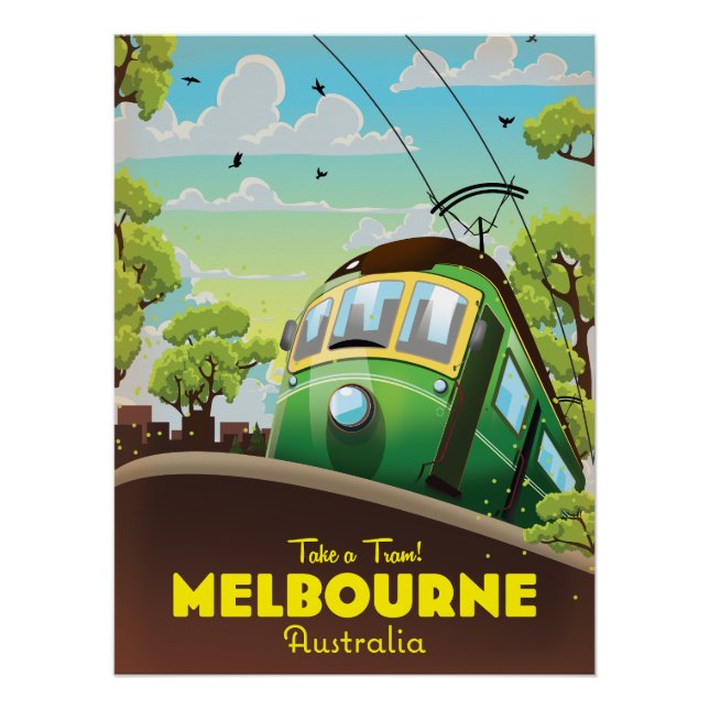 Póster Melbourne Austrália Tram (Frente)