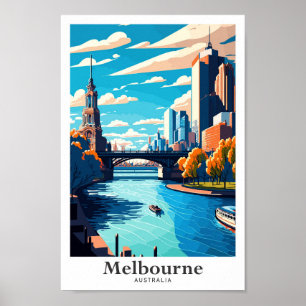 Poster Melbourne Austrália Viagem Art Vintage