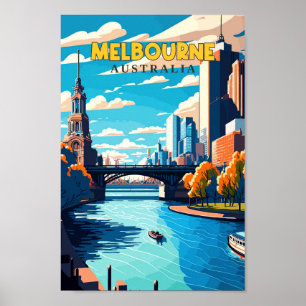 Poster Melbourne Austrália Viagem Art Vintage