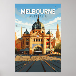 Poster Melbourne Austrália Viagem Art Vintage
