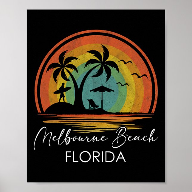 Poster Melbourne Beach Florida Summer Vacation Tropical S (Frente)