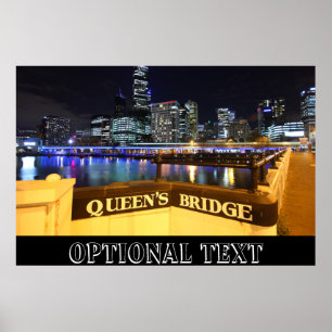Póster Melbourne CBD Queens Bridge Lights