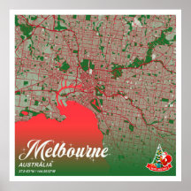 Melbourne - Mapa da Cidade de Cores de Natal na Au