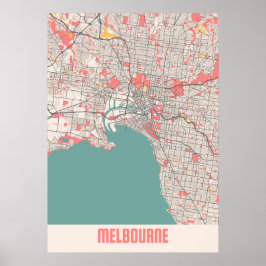 Poster Melbourne - Mapa da Cidade do Chalk na Austrália