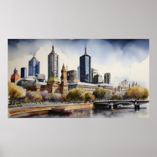 Poster Melbourne watercolor art