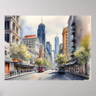 Poster Melbourne watercolor art