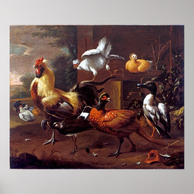 Poster Melchior d'Hondecoeter Chicken Yard (Frente)