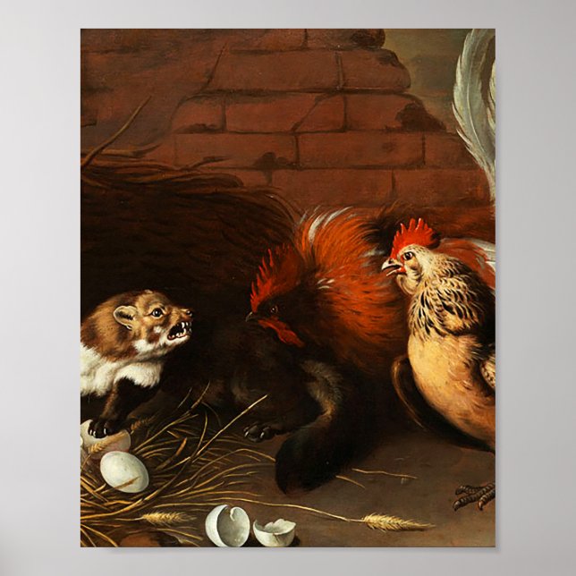 Poster Melchior d'Hondecoeter - Pássaros num Parque (Frente)