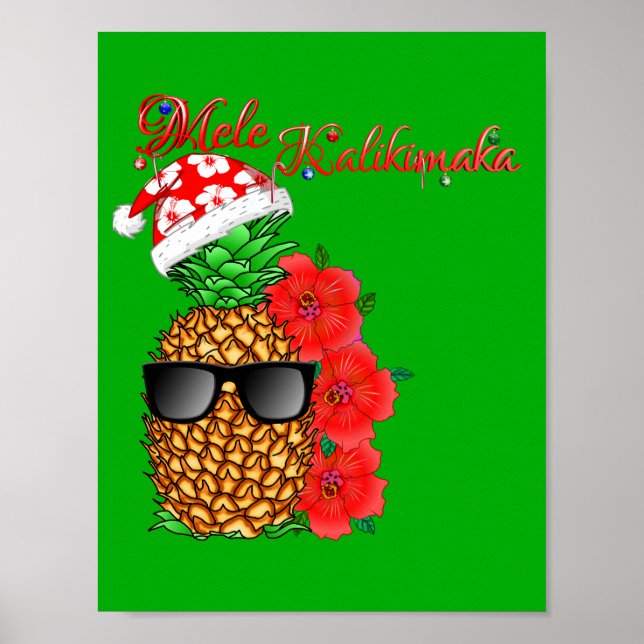 Póster Mele Kalikimaka Abacaxi de Natal (Frente)