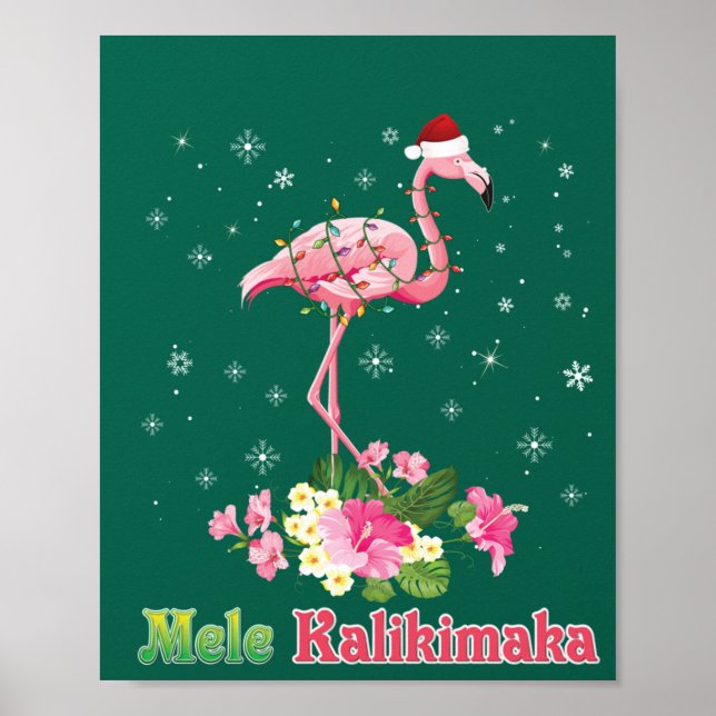 Poster Mele Kalikimaka Flamingo Papai noel Feliz de Natal (Frente)