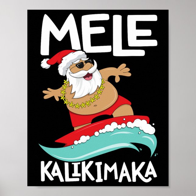 Poster Mele Kalikimaka Hawaii no Surfe (Frente)