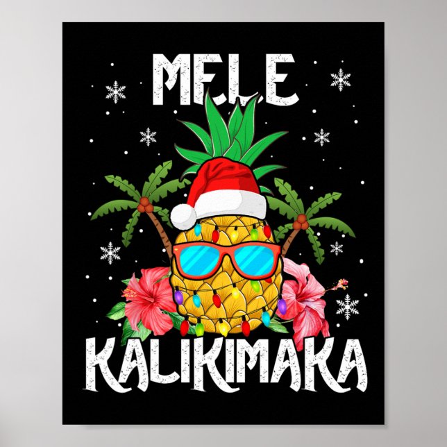 Poster Mele Kalikimaka Merry Xmas Light Papais noeis Hawa (Frente)