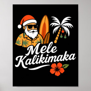 Poster Mele Kalikimaka Natal havaiano Chapéu de Papai Noe