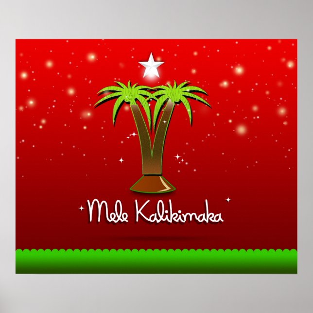 Poster Mele Kalikimaka Palm Tree para Xmas (Frente)