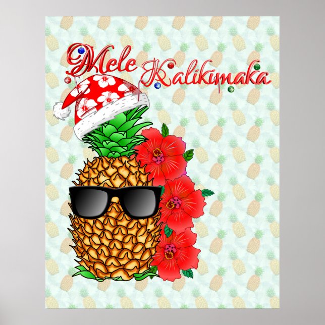 Poster Mele Kalikimaka Pineapple (Frente)