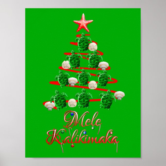 Póster Mele Kalikimaka Tartarugas do Mar (Frente)