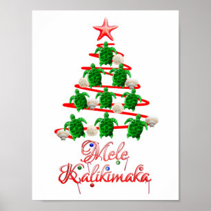 Póster Mele Kalikimaka Tartarugas do Mar