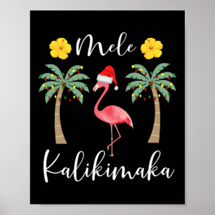 Poster Mele Kalikimaka Tropical Hawaiai Flamin