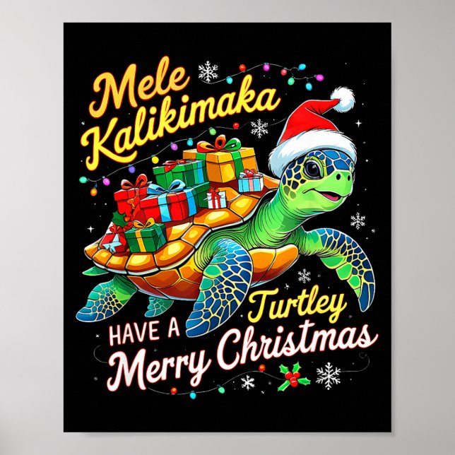Poster Mele Kalikimaka Turtley Have A Merry Christmas  (Frente)
