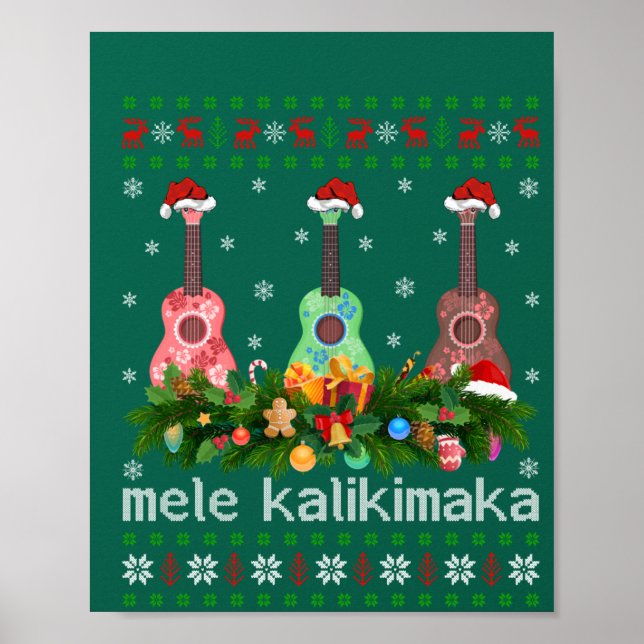 Poster Mele Kalikimaka Ukulele Guitar Gift Ugly Ukulele (Frente)