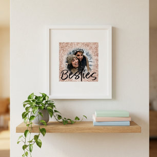 Poster Melhor Amiga Rosa Dourado Brilho Foto 
