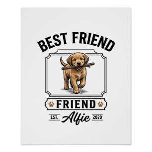 Póster Melhor Amigo Alfie Design Vintage Amante de Cães_1