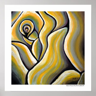 Póster Melhor Arte Moderna Abstrata de Rosa Amarela Flor