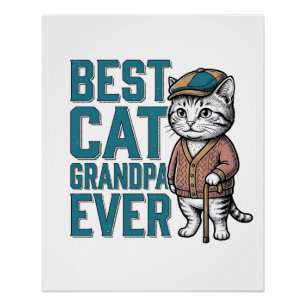 Póster Melhor Avô de Gato de Todos os Tempos Camisa Vinta