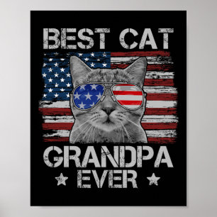 Poster Melhor Avô Gato Americano Bandeira Patriótica 4 de