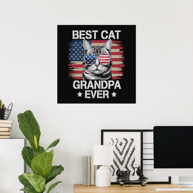 Poster Melhor Avô Gato Americano de Todos (Escritório em casa)