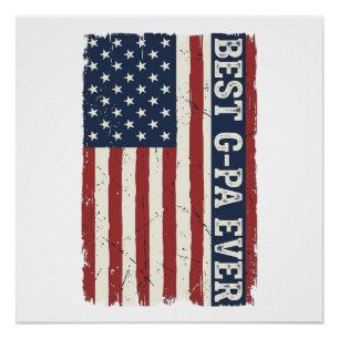 Póster Melhor G-PA Patriótico Bandeira Camisa Vintage Des